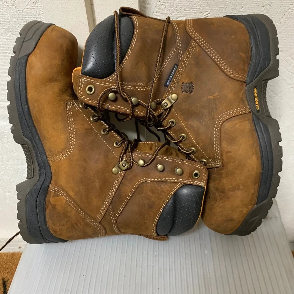 Carolina Work Boots Mens 9 D Brown CA8020 Leather Waterproof EH Slip Resistant
